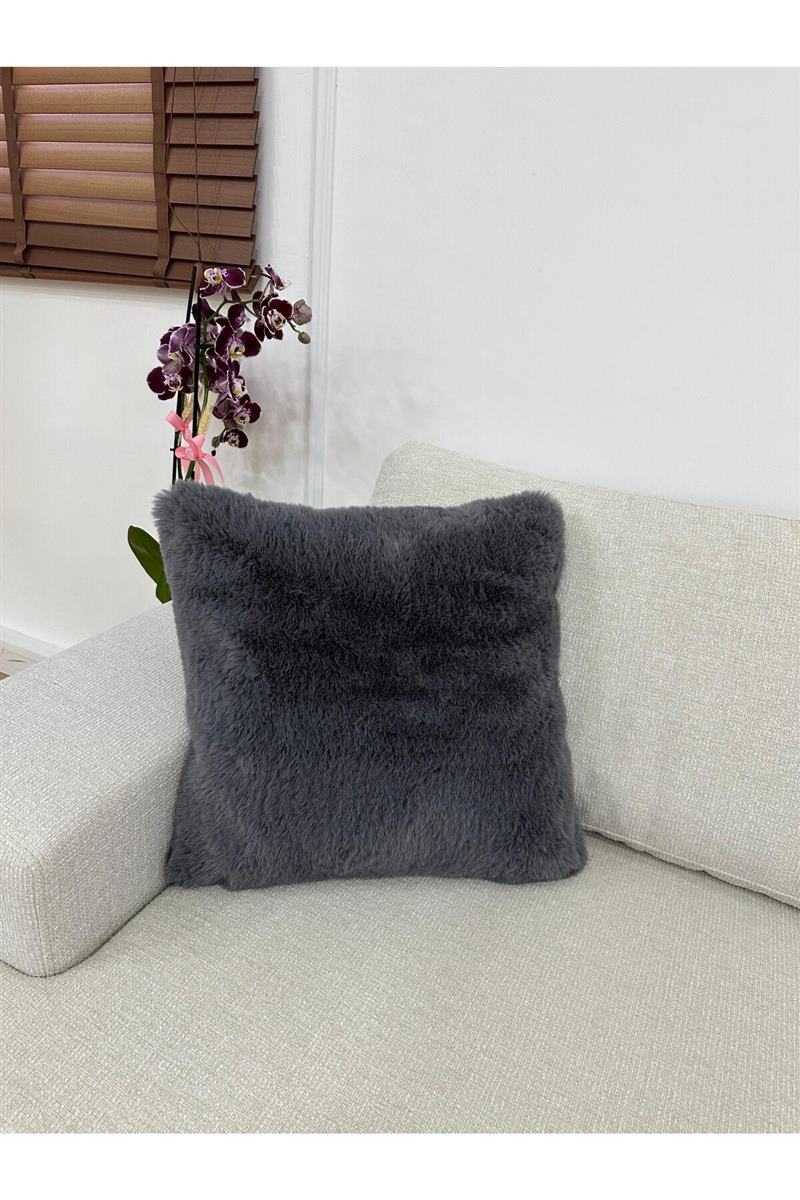 Peluş Kırlent Kılıfı Antrasit