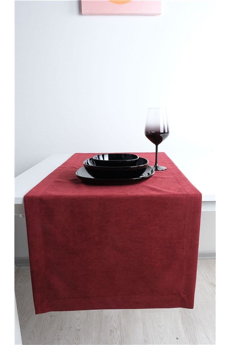 2'li Kadife Dokulu Runner Bordo