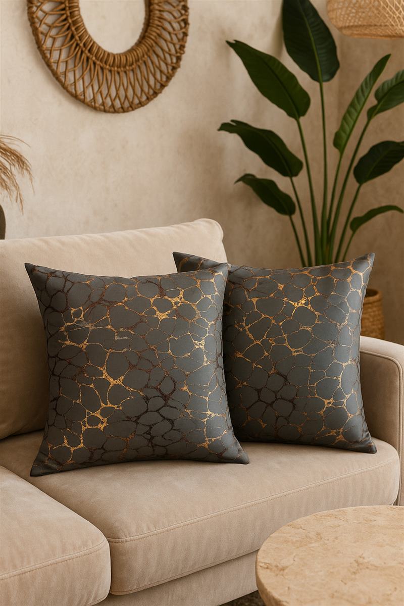 Varaklı Krem Kırlent Kılıfı Dekoratif Bohem Soft Koltuk Sırt Yastık Hediyelik Yılbaşı 45x45