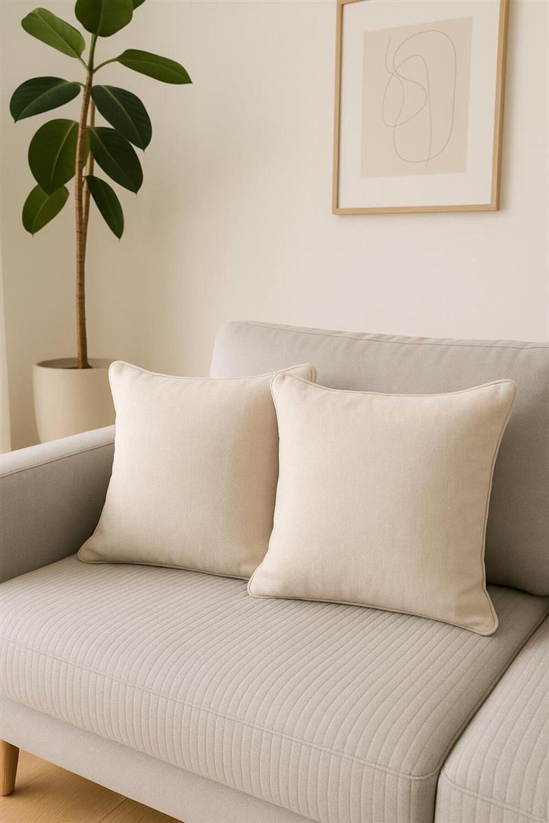 Kırçıllı Krem Kırlent Kılıfı Dekoratif Bohem Soft Koltuk Sırt Yastık Hediyelik Yılbaşı 45x45